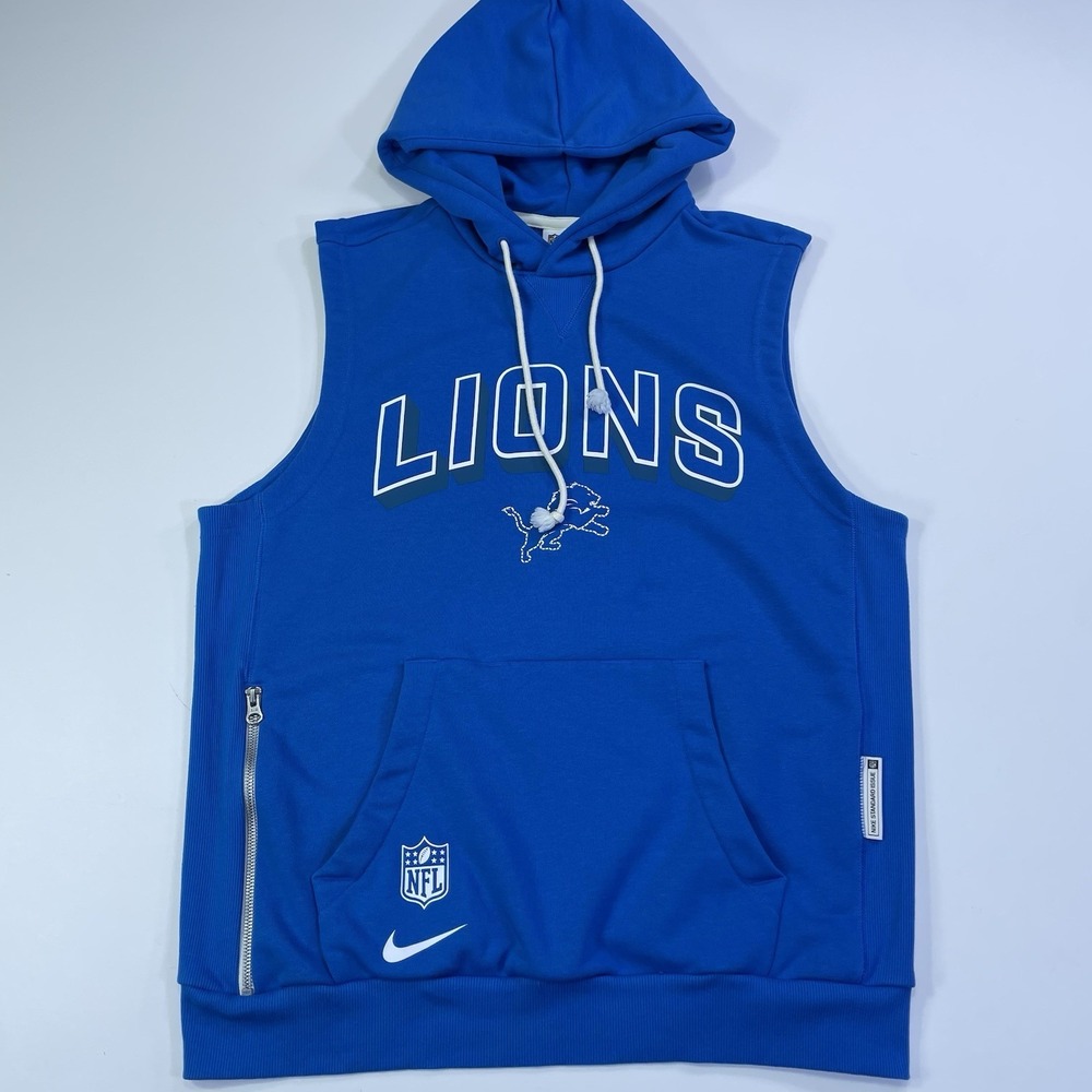 Nike NFL Detroit Lions Sleeveless Hoodie Sweatshirt Mens Medium Team Issue
